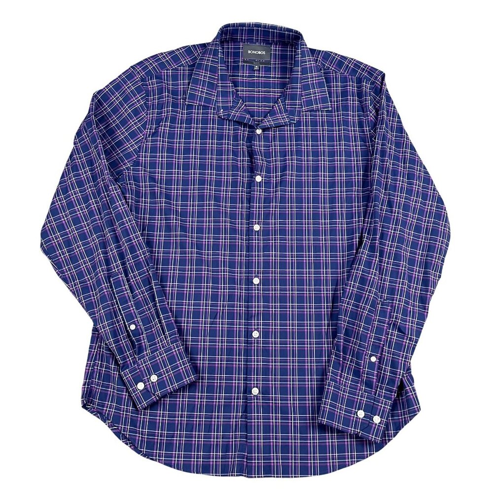 Bonobos Button Down Shirt Mens XL Pink & Navy Slim Fit 100% Cotton